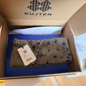 Kujten Cashmere Bandana Scarf Size Small Marl Khaki Color